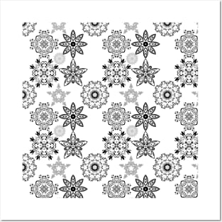 Black and White Floral Pattern Posters and Art